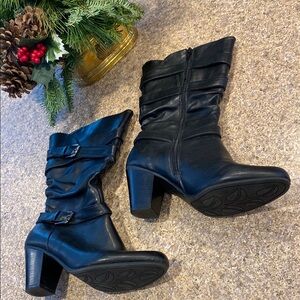 Apt 9 Zip Black Heeled Boots 9.5 Med WITH FLAWS /IMPERFECTIONS